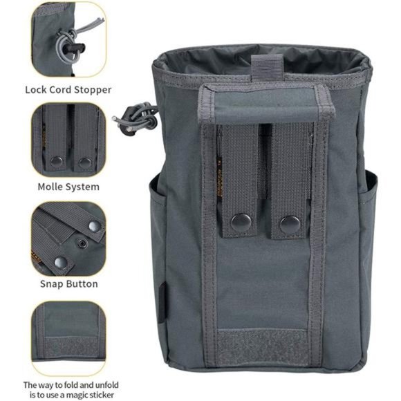 Molle Dump Pouch Drawstring Magazine Utility Pouch Folding Dump Pouch Waist Bag - Picture 4 of 6